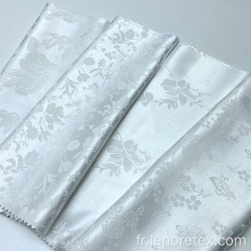 Tissu en satin jacquard blanc floral de polyester spandex tissé blanc